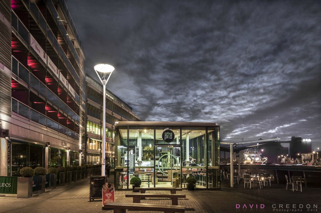 Early breakfast at a cafe on the boardwalk in Lapp's Quay Cork