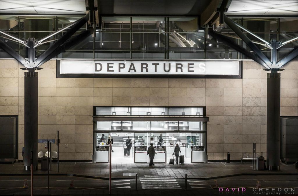 Early morning passengers arrive to the Departures Building  at Cork Airport