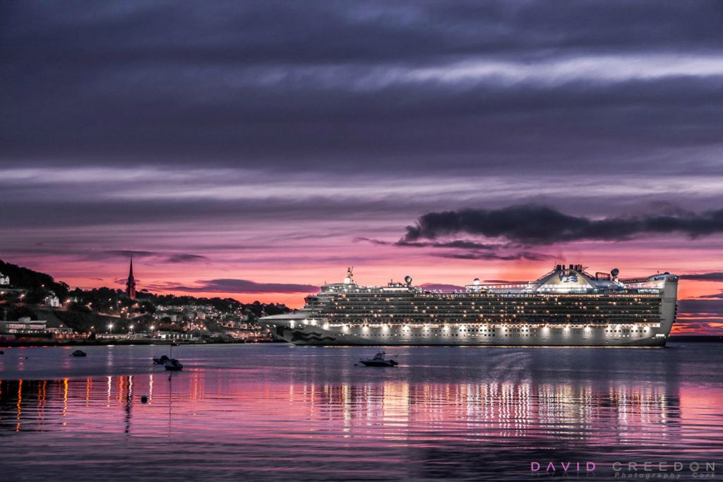 Cruise liner Caribbean Princess arrives at dawn for her final visit of the season to Cobh