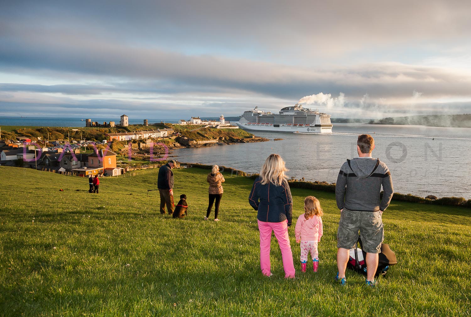 Watching the departure of  MSC MERAVIGLIA at Roches Point