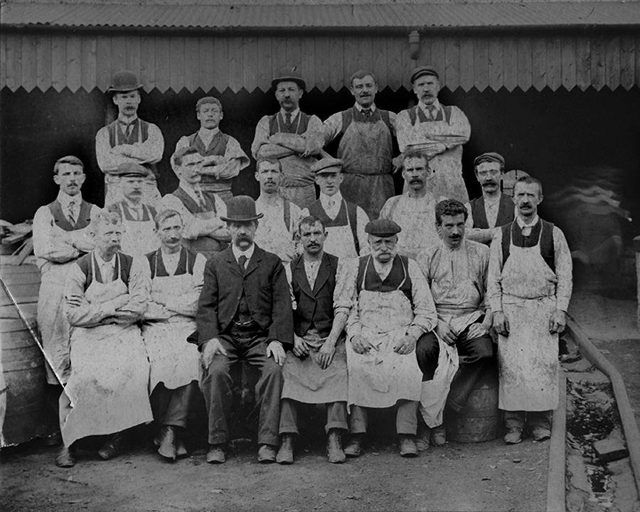 The Coopers of the Beamish & Crawford brewery around the early twentieth century which includes my grandfather (second from the right, fron row)Know as ‘The Bowler Hat Men’ they would arrive for work dressed in suits that would be carefully stored away before they began their day’s labour.